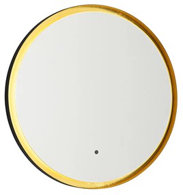 Oglinză de baie neagră cu auriu, inclusiv LED și dimmer tactil - Pim