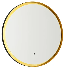Oglinză de baie neagră cu auriu, inclusiv LED și dimmer tactil - Pim