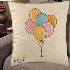Perna Decorativa Baloane Petrecere, 40x40 cm, Bej, Husa Detasabila, Perna Inclusa, BEKZ®