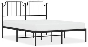 373889 vidaXL Cadru de pat metalic cu tăblie, negru, 150x200 cm