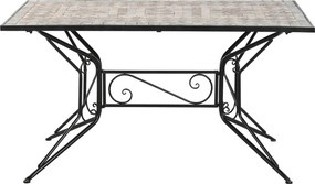 Masă dining de exterior din fier forjat, cu design mozaic ceramic, stil mediteraneean, "Tesera"
