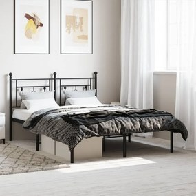 374339 vidaXL Cadru de pat metalic cu tăblie, negru, 140x190 cm