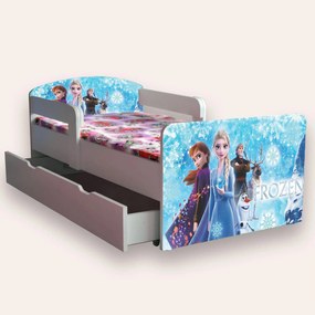 Patut copii de gradinita cu Frozen Together Mic 2-6 ani 130x60 cm varianta cu sertar cu saltea SafeNest CMG51894097477972