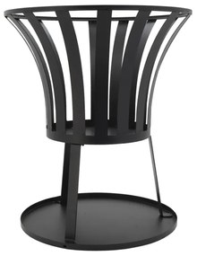 Vatră portabilă pe lemn cu grătar neagră