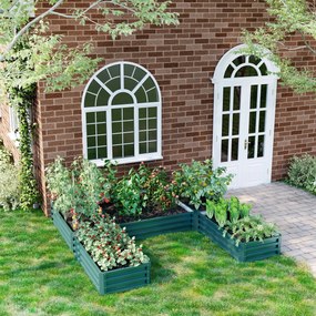 Outsunny Set de 5 jardiniere pentru gradina, pat de legume modular din otel, perfect pentru legume, plante si flori, verde | Aosom Romania