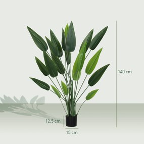 HOMCOM Plantă Artificială "Pasărea Paradisului" cu 20 de Frunze și Ghiveci | Aosom Romania