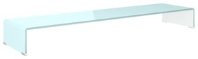 244149 vidaXL Stand TV/Suport monitor, sticlă, alb, 120x30x13 cm