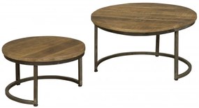 Set 2 masute de cafea rotunde din lemn 72x72x40 cm maro