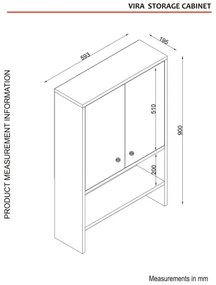 Dulap de perete pentru baie VIRA 90x59 cm alb