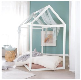 Pat pentru copii alb de tip casă 70x140 cm Montessori – Roba