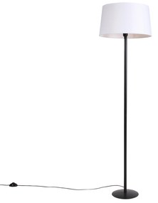 Lampă de podea neagră cu abajur de in alb 45 cm - Simplo