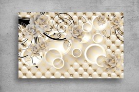 Tapet Premium Canvas - Trandafiri albi cu roua 3d abstract