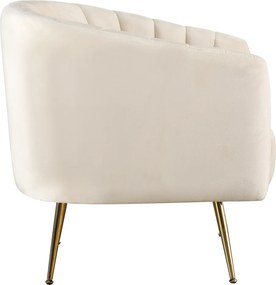 Fotoliu de design, ţesătură Velvet bej/gold crom-auriu, BAGY