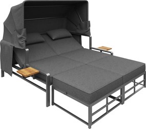 Set de lounge pentru grădină pentru 2-4 persoane, Gri închis | Aosom Romania