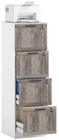 HOMCOM Cajonieră de Birou cu 4 Sertare Încuietoare 2 Chei Bare Suspendate pentru A4 Scrisoare 39,4x40x129 cm Alb și Lemn | Aosom Romania