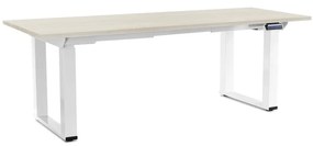 Masă înălțime reglabilă OfficeTech Strong 200 x 80 cm, picioare albe, frasin alb