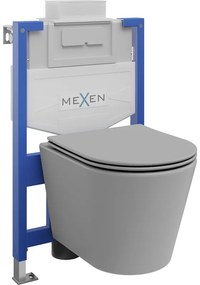 Mexen set WC încastrat cadru Fenix XS-U cu vas WC Rico și capac cu închidere lentă, gri deschis mat - 68530724061