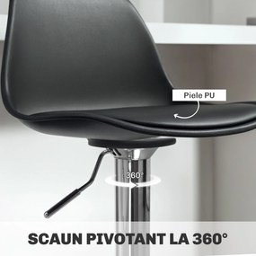 Homcom Set 2 Scaune Bar – Reglabile, Cu Spatar si Pivotante | Aosom Romania