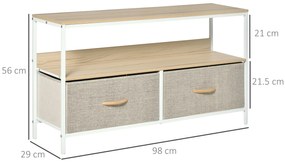 HOMCOM Mobilier pentru Televizor de 47" cu Sertare Pliabile din Material Textil și Raft, 98x29x56 cm, Lemn Natural | Aosom Romania