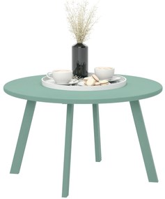 Outsunny Masa de cafea mică rotundă, masă auxiliară cu protecții anti-alunecare, cadru din metal, pentru grădină, Ø 70 x 42 cm, verde | Aosom Romania