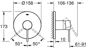 Grohe Essence Baterie dus monocomanda incastrata, antracit (hard graphite)