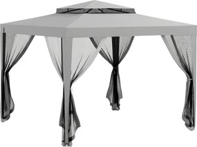 Outsunny Foisor de Gradina cu Plasa de Tantari, Foisor 3x3 m cu Acoperis Dublu si Cadru din Metal, Bej | Aosom Romania