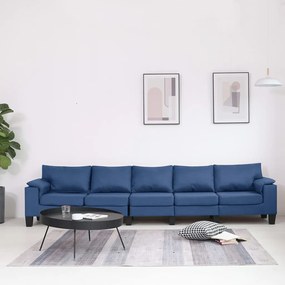 287104 vidaXL Canapea cu 5 locuri, albastru, material textil