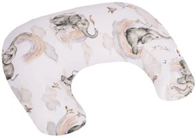 Baby Nellys Alăptarea din bumbac pernă 125 cm, Elefant un curcubeu - alb/bej