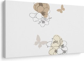 Tablou - Flori bej cu fluture N⁰2 (90x60 cm)