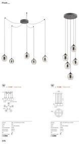 Redo 01-3488 - Lustru LED dimabil KHADI suspendat pe cablu, 5 x LED / 5,2 W / 230 V, negru/fumuriu