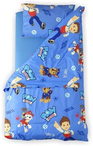 Set 5 piese Lenjerie Paw Patrol Blue saltele 140x70 compatibile cu pat 2-8 ani + Pilota + Perna - ASC2001