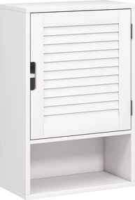 HOMCOM Dulap de baie suspendat pe perete cu ușă cu închidere silențioasă, rafturi reglabile 40 x 20 x 60 cm Alb | Aosom Romania