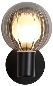 Aplica baie Protectie IP44 metal negru, sticla fumurie Luminsphere