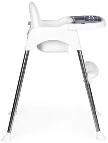 Scaun de hrănire 2 în 1 cu tavă și centuri alb