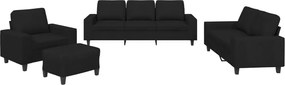 vidaXL Set de canapele, 4 piese, negru, material textil