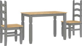 vidaXL Set de sufragerie din 3 piese Panama din lemn masiv de pin gri