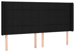 3119596 vidaXL Tăblie de pat cu aripioare, negru, 183x16x118/128 cm, textil