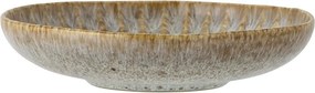 Farfurie adâncă din ceramică artizanală verde perlat cu striații fine și accente rustice 22×5 cm, „Fleur"