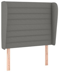 Pat box spring cu saltea, gri inchis, 90x200 cm, textil Morke gra, 90 x 200 cm, Benzi orizontale