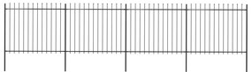 Gard de gradina cu varf sulita, negru, 6,8 x 1,5 m, otel 1, 1.5 m, 6.8 m