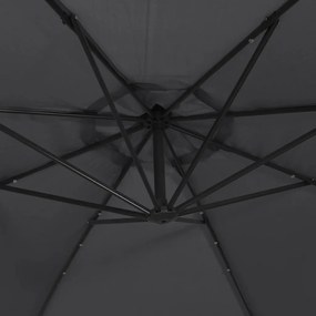 Umbrela suspendata cu LED-uri si stalp de otel, negru, 300 cm Negru, 300 cm