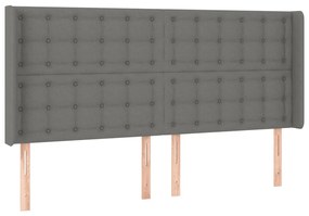 Tablie de pat cu LED, gri inchis, 203x16x118 128 cm, textil 1, Morke gra, 203 x 16 x 118 128 cm