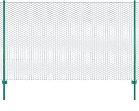 vidaXL Gard din plasă de sârmă cu stâlpi, verde, 25 x 1,5 m, oțel