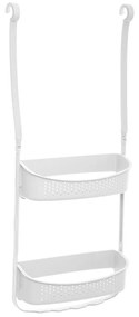 Suport pentru baie cu ventuze, 2 niveluri, Alb