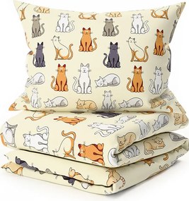 Lenjerie de pat din polibumbac COLORED CATS POLY crem Dimensiune lenjerie de pat: 70 x 90 cm | 140 x 200 cm