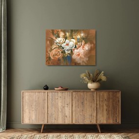 Tablou pe sticlă - Buchet de flori pictat (70x50 cm)