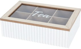 Cutie pentru pliculețe de ceai Stripes alb, 24 x 7x 16 cm