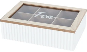 Cutie pentru pliculețe de ceai Stripes alb, 24 x 7x 16 cm