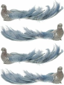 Păun albastru cu clips, 25 x 8 x 6 cm, set 4 buc.