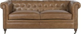 Canapea vintage 3 locuri din piele naturală, „Chesterfield"